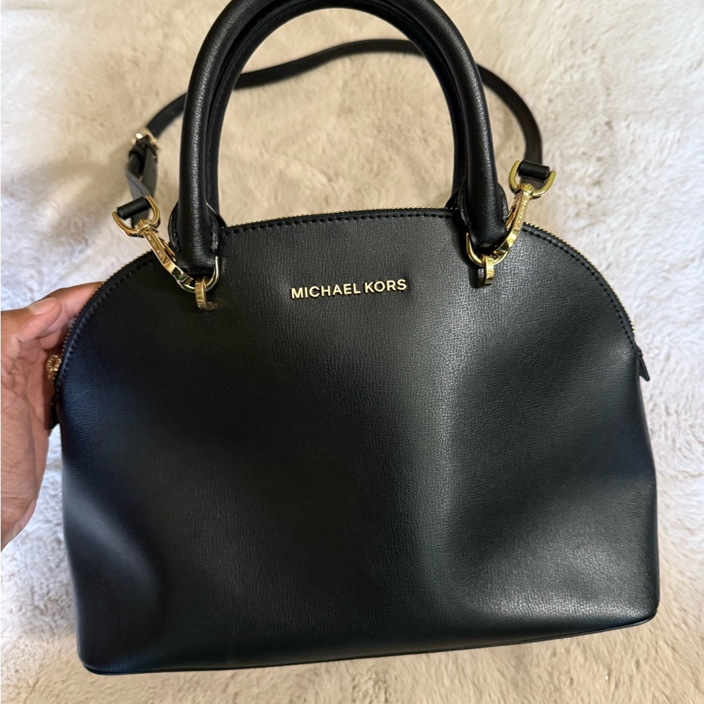 Michael Kors Black Satchel with Gold Accents